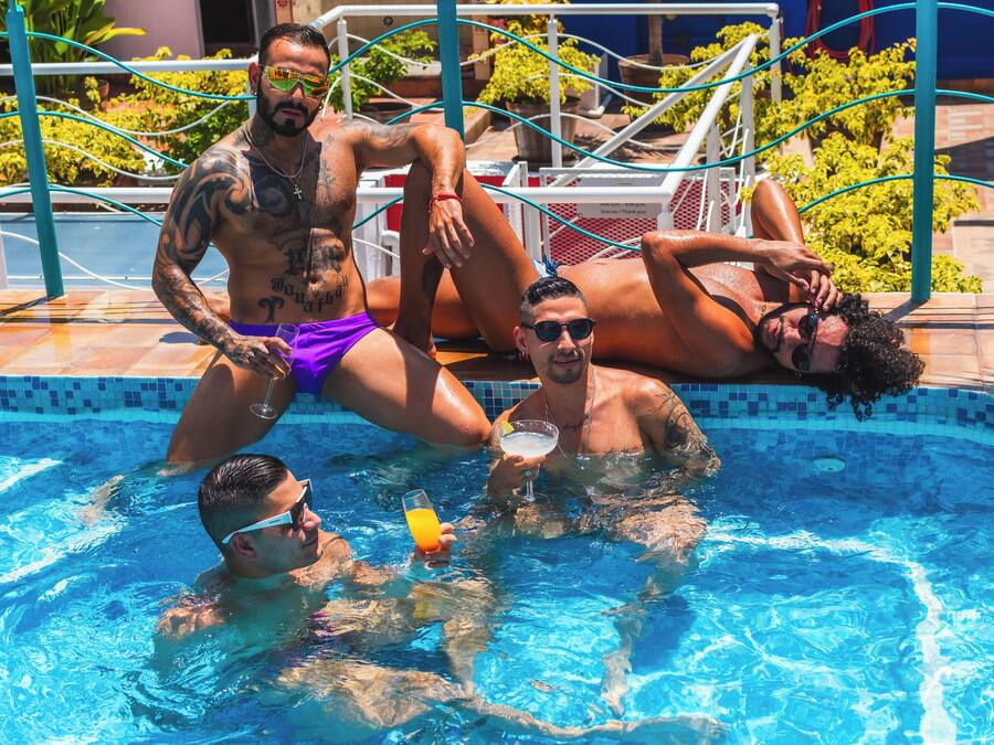 2 outdoor pools, open 9:00 AM to 8:00 PM, pool umbrellas, pool loungers