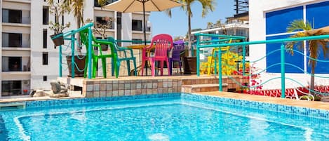 2 outdoor pools, open 9:00 AM to 8:00 PM, pool umbrellas, sun loungers