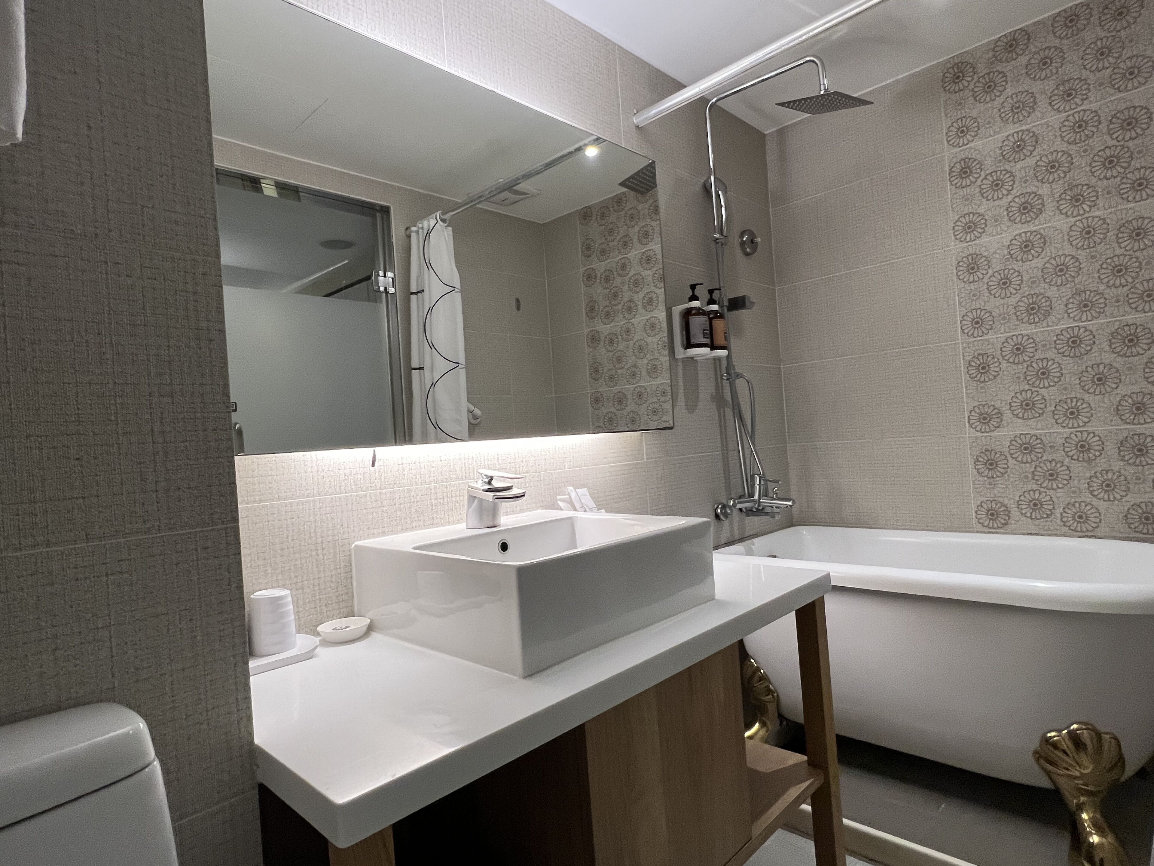 standard double room | bathroom | eco-friendly toiletries, hair dryer, slippers, electronic bidet