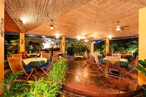 Breakfast, dinner served; international cuisine, pool views