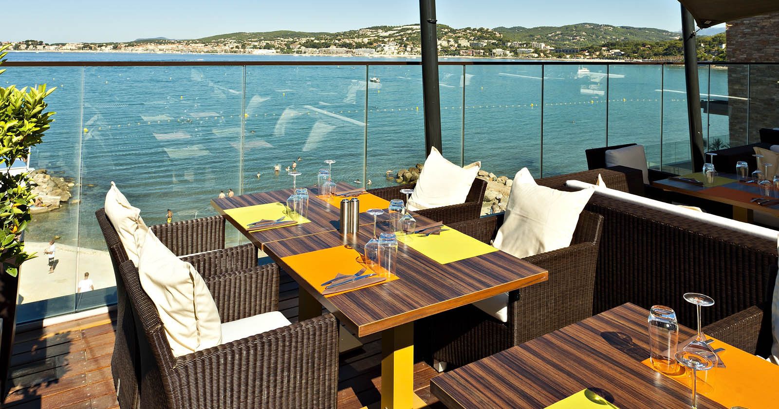 Lunch, dinner served; Mediterranean cuisine, beach views 