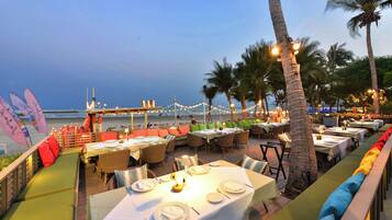 Breakfast, lunch, dinner served; international cuisine, beach views
