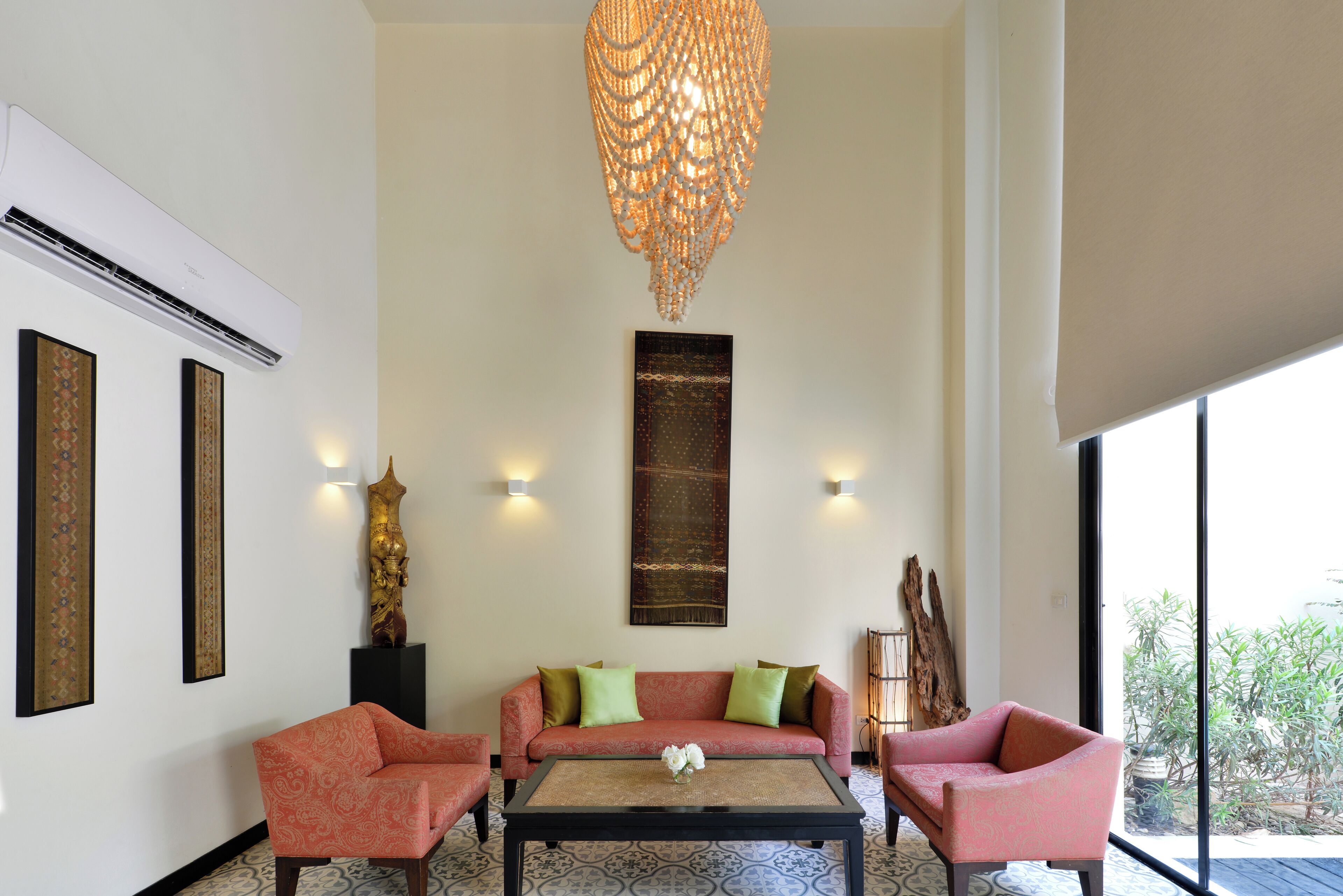 deluxe 2 - bedroom pool villa (pet-friendly) | living area | 32-inch lcd tv with cable channels, tv