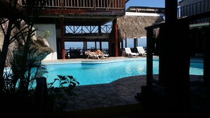 Outdoor pool, sun loungers