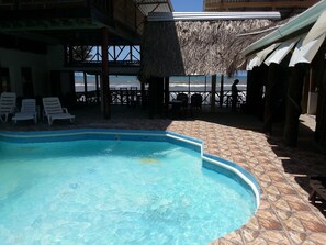 Outdoor pool, sun loungers