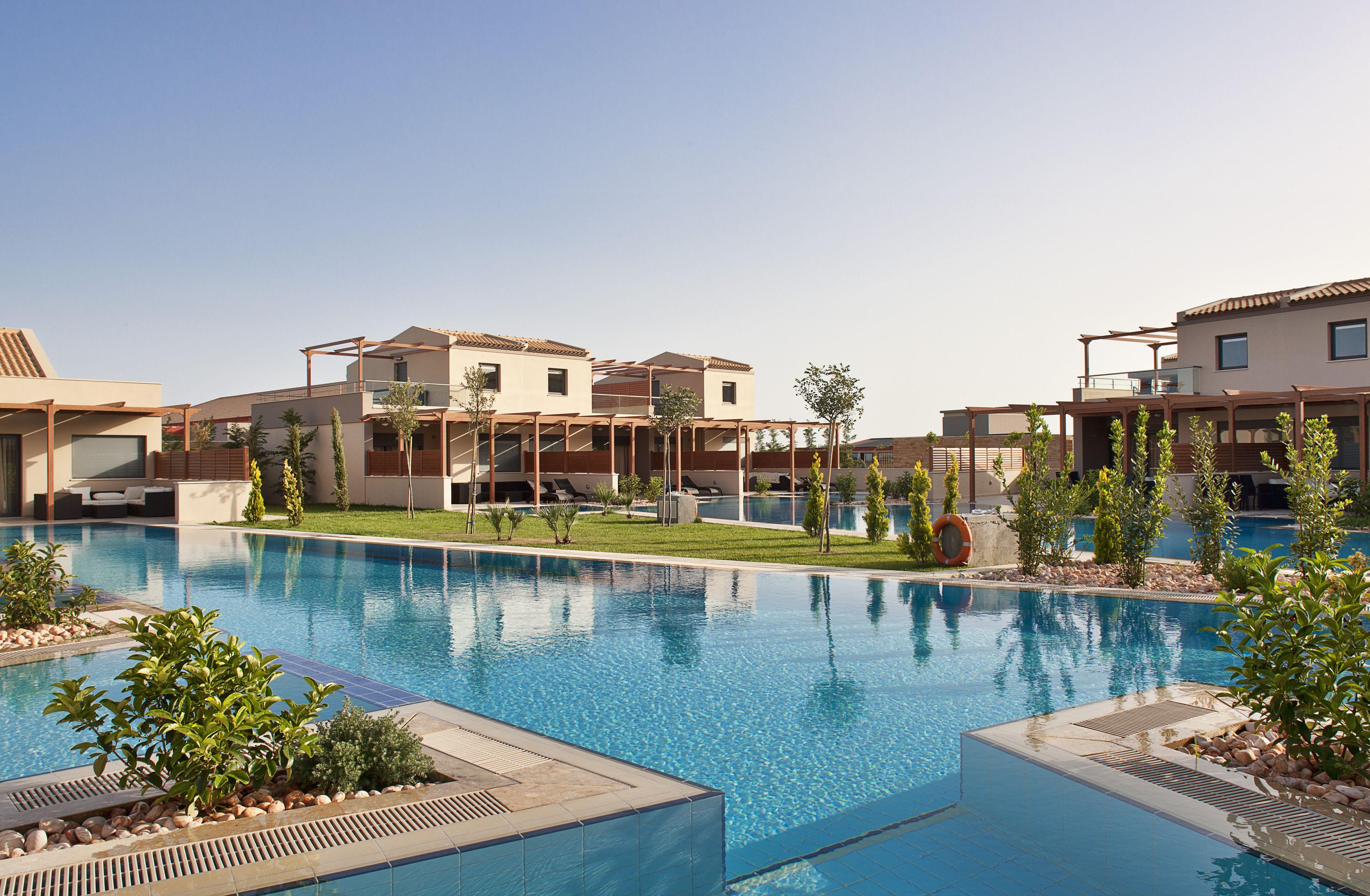 2 outdoor pools, pool umbrellas, pool loungers