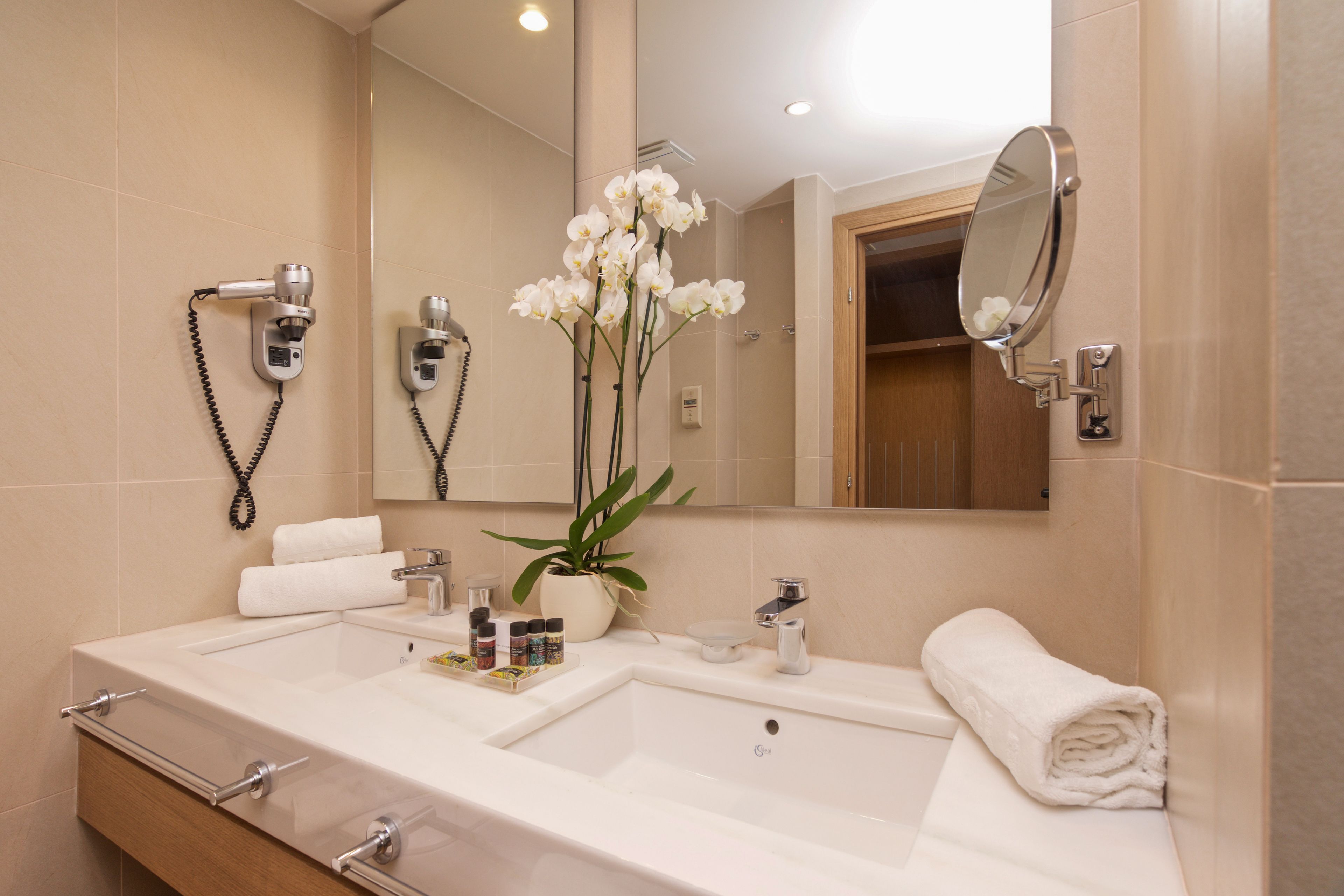 free toiletries, hair dryer, bathrobes, slippers