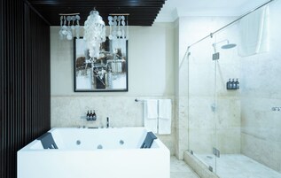 Presidential Suite | Bathroom | Separate tub and shower, designer toiletries, hair dryer, bathrobes