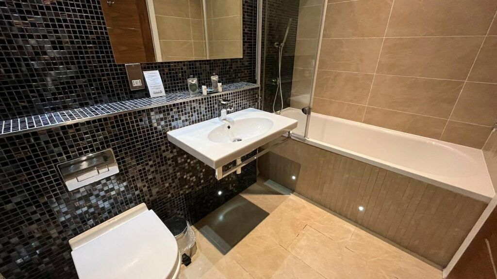 free toiletries, hair dryer, towels