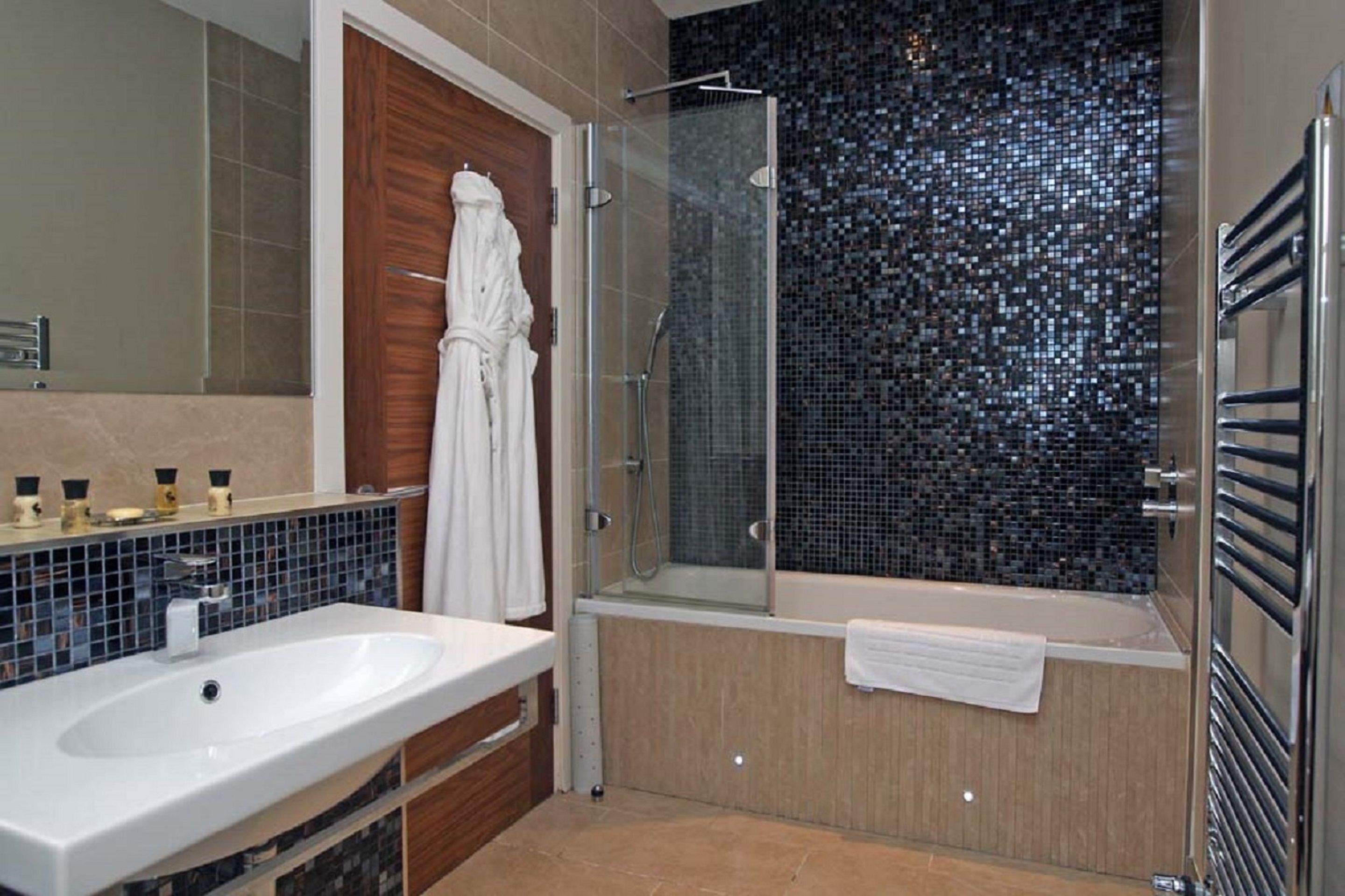 free toiletries, hair dryer, towels