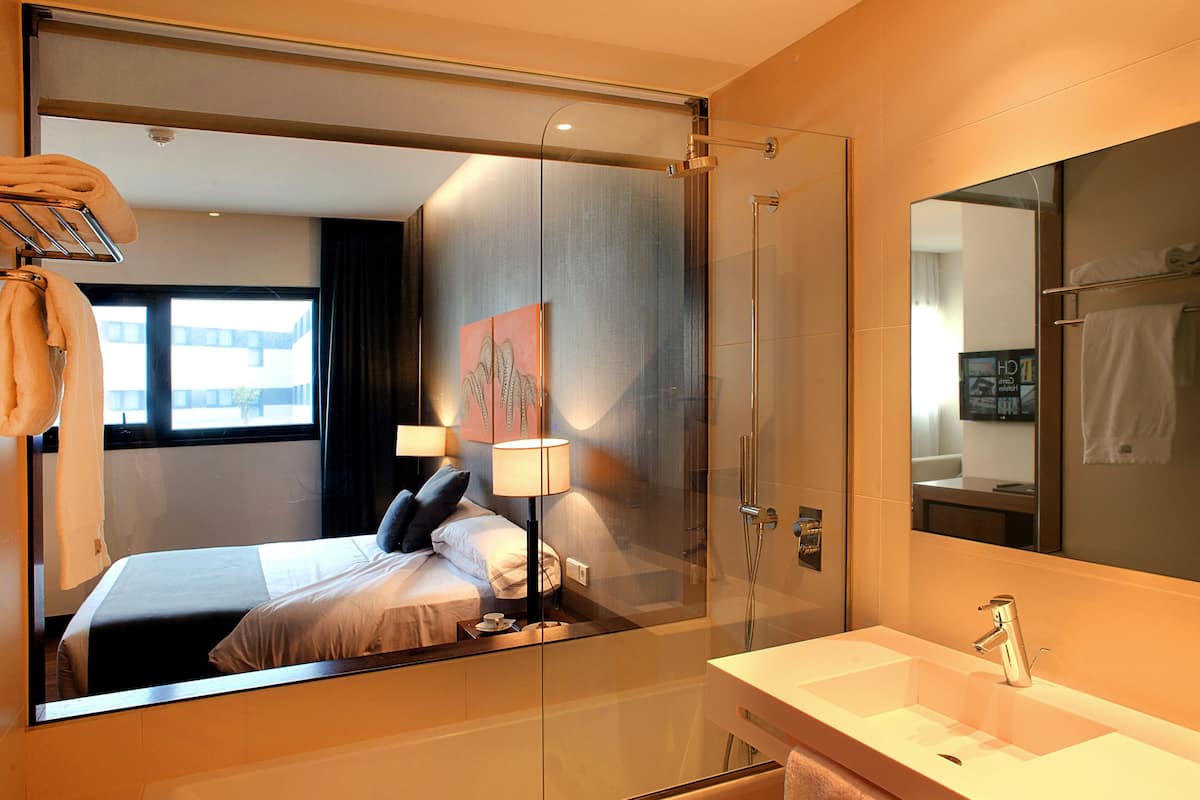 combined shower/bathtub, free toiletries, hair dryer, bidet