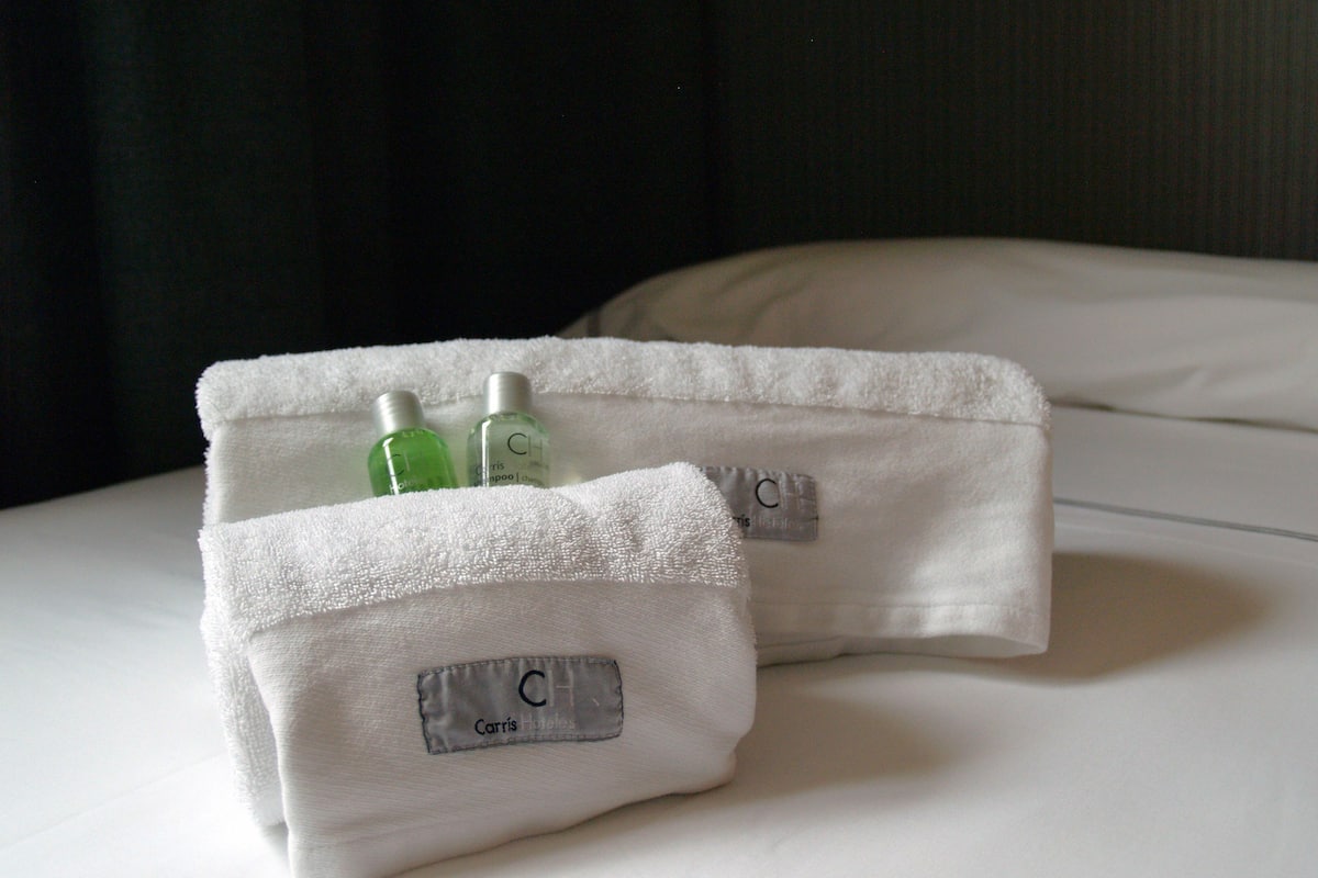 combined shower/bathtub, free toiletries, hair dryer, bidet