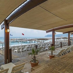 Private beach, sun loungers, beach umbrellas, beach towels