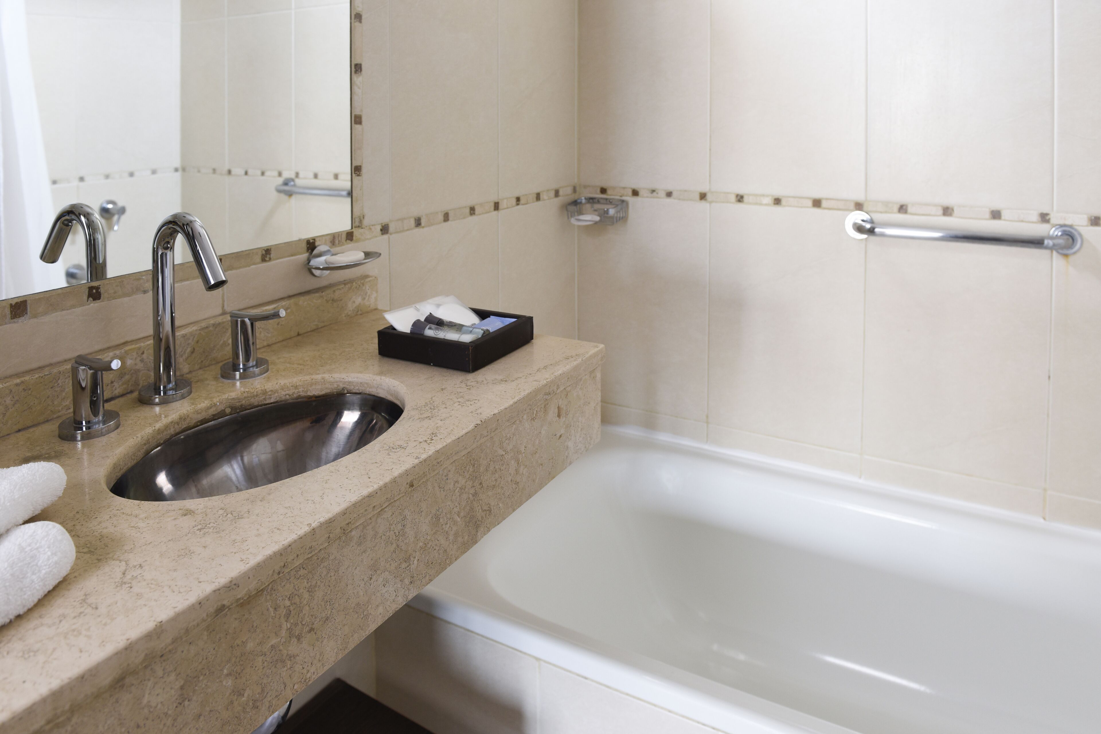 free toiletries, hair dryer, bidet, towels