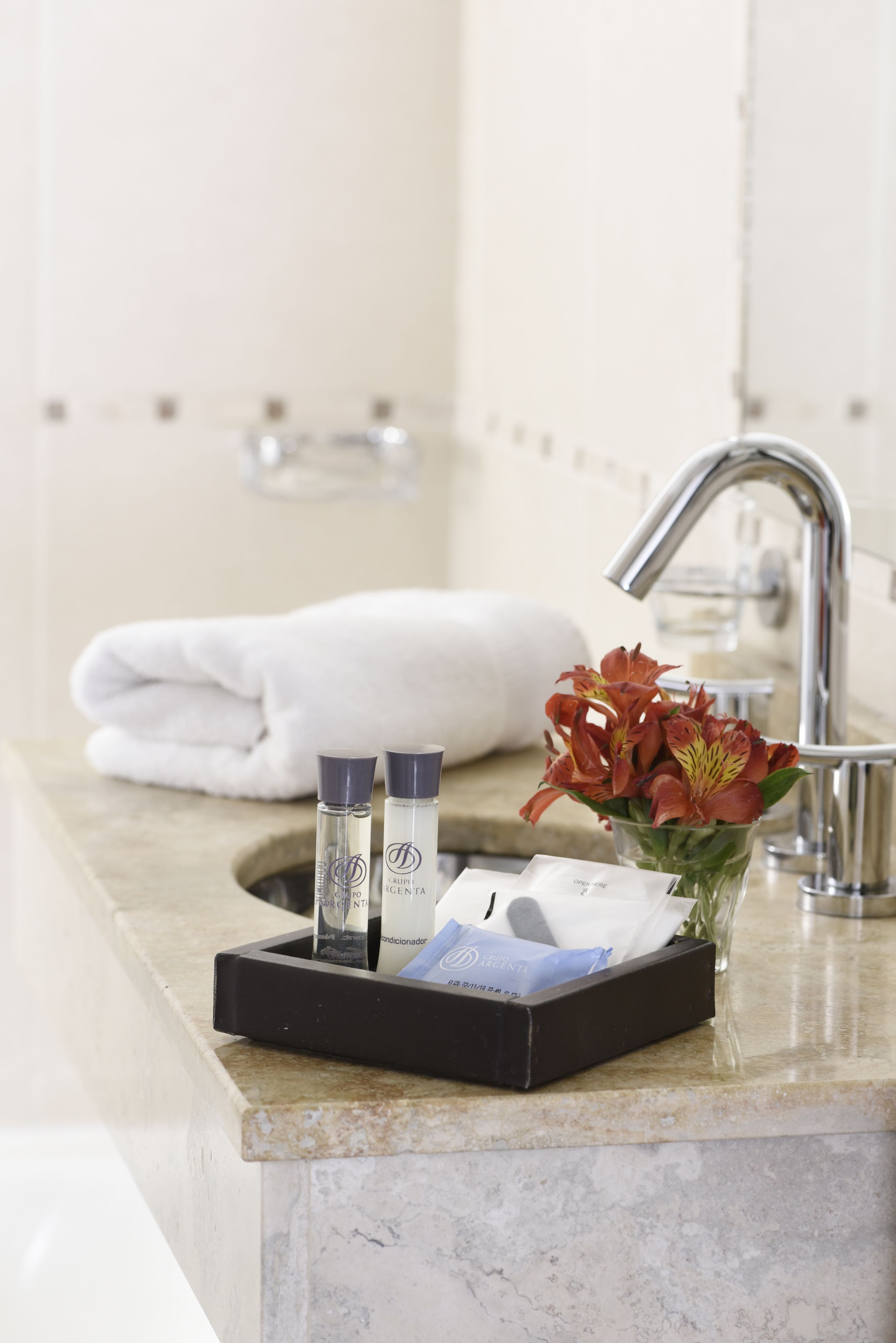 free toiletries, hair dryer, bidet, towels