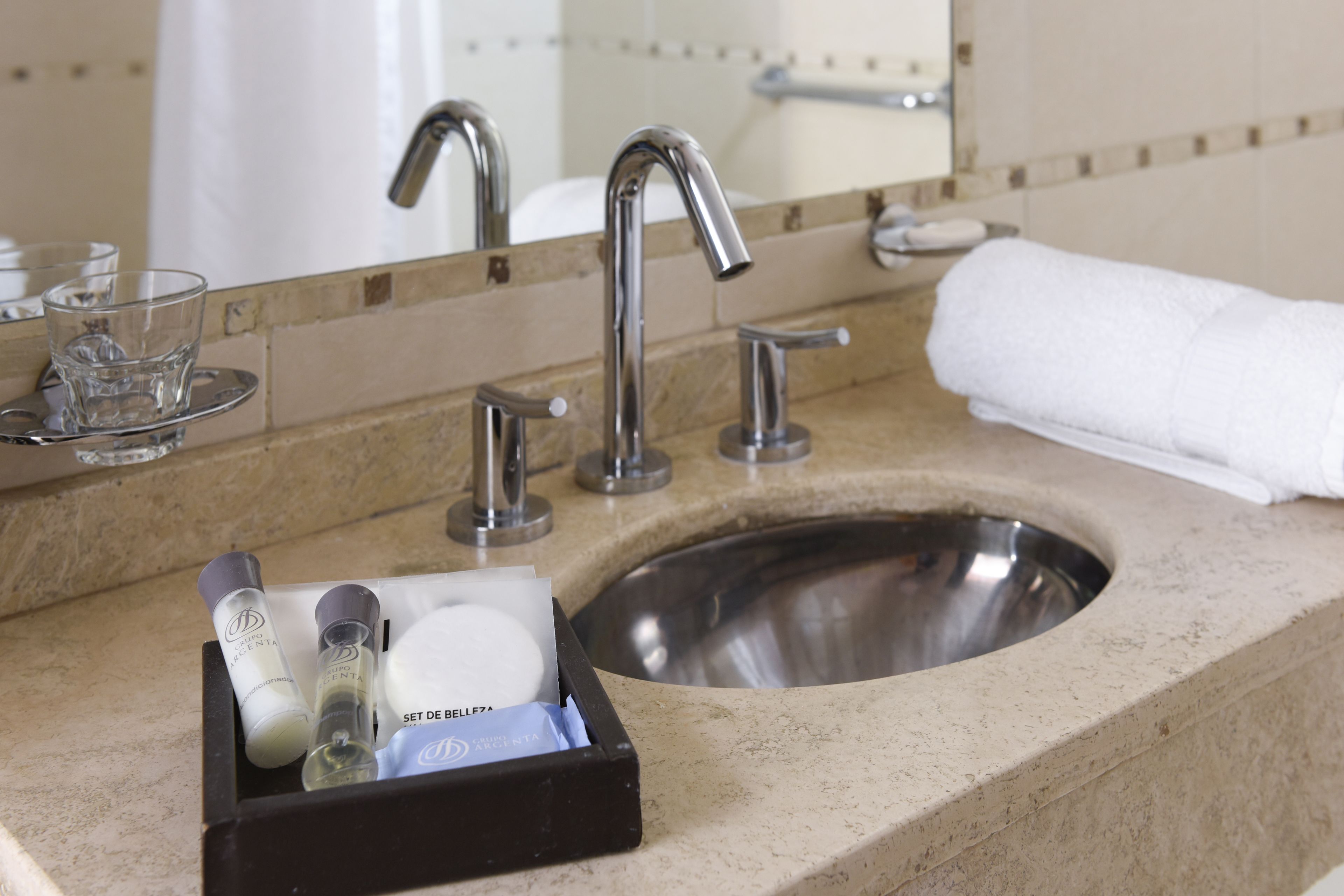 free toiletries, hair dryer, bidet, towels