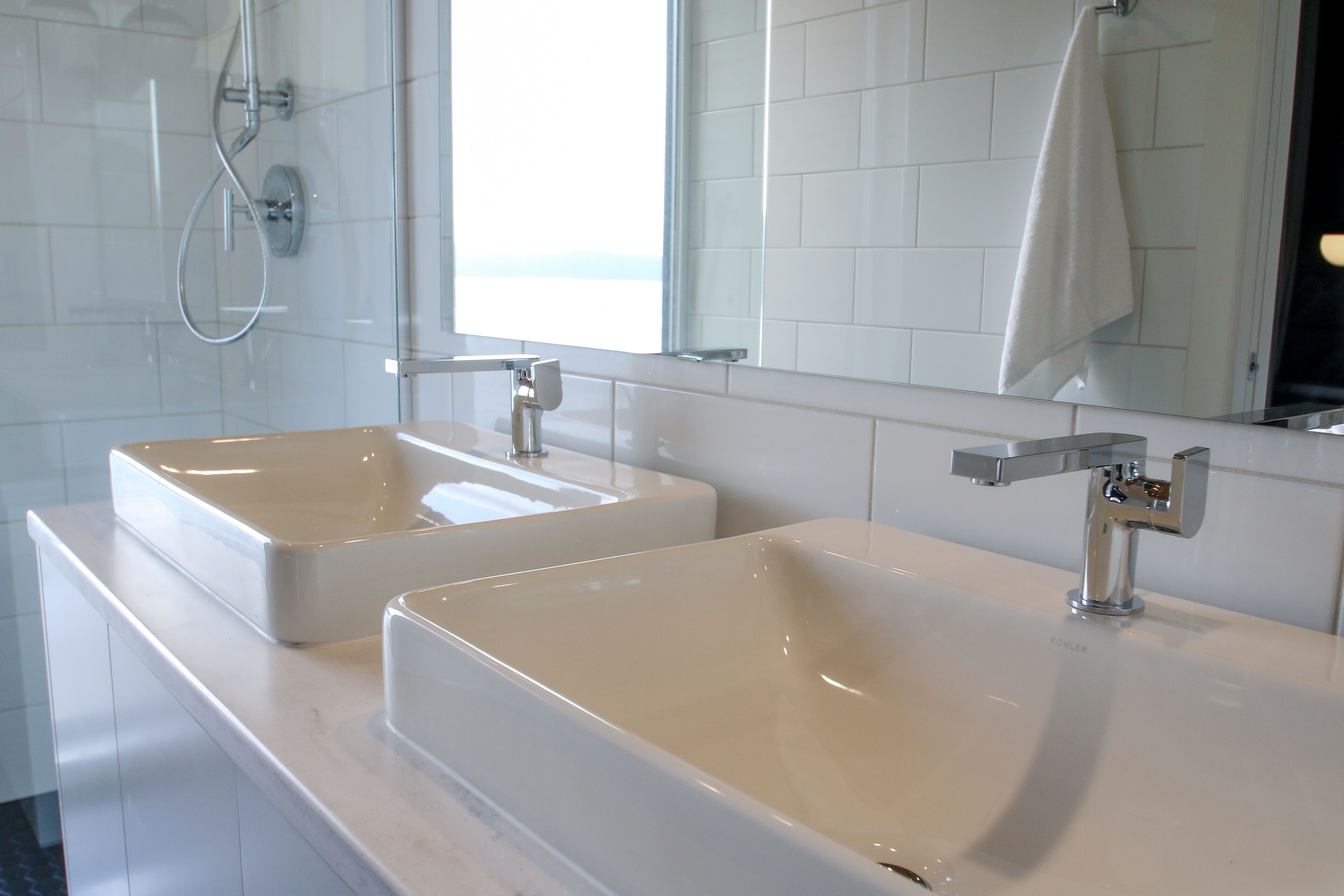 premium studio, 1 king bed, ocean view | bathroom | shower, free toiletries, hair dryer, towels
