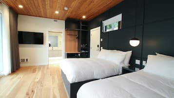 Estudio Premium, 2 camas matrimoniales, vista al océano | Sábanas de algodón egipcio y ropa de cama de alta calidad