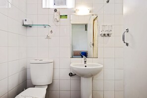 Shower, free toiletries, hair dryer, bathrobes