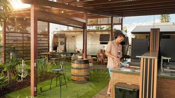Airstream Caravan Glamping | Private kitchen | Full-sized fridge, coffee/tea maker, electric kettle, toaster
