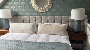 Egyptian cotton sheets, down comforters, individually decorated