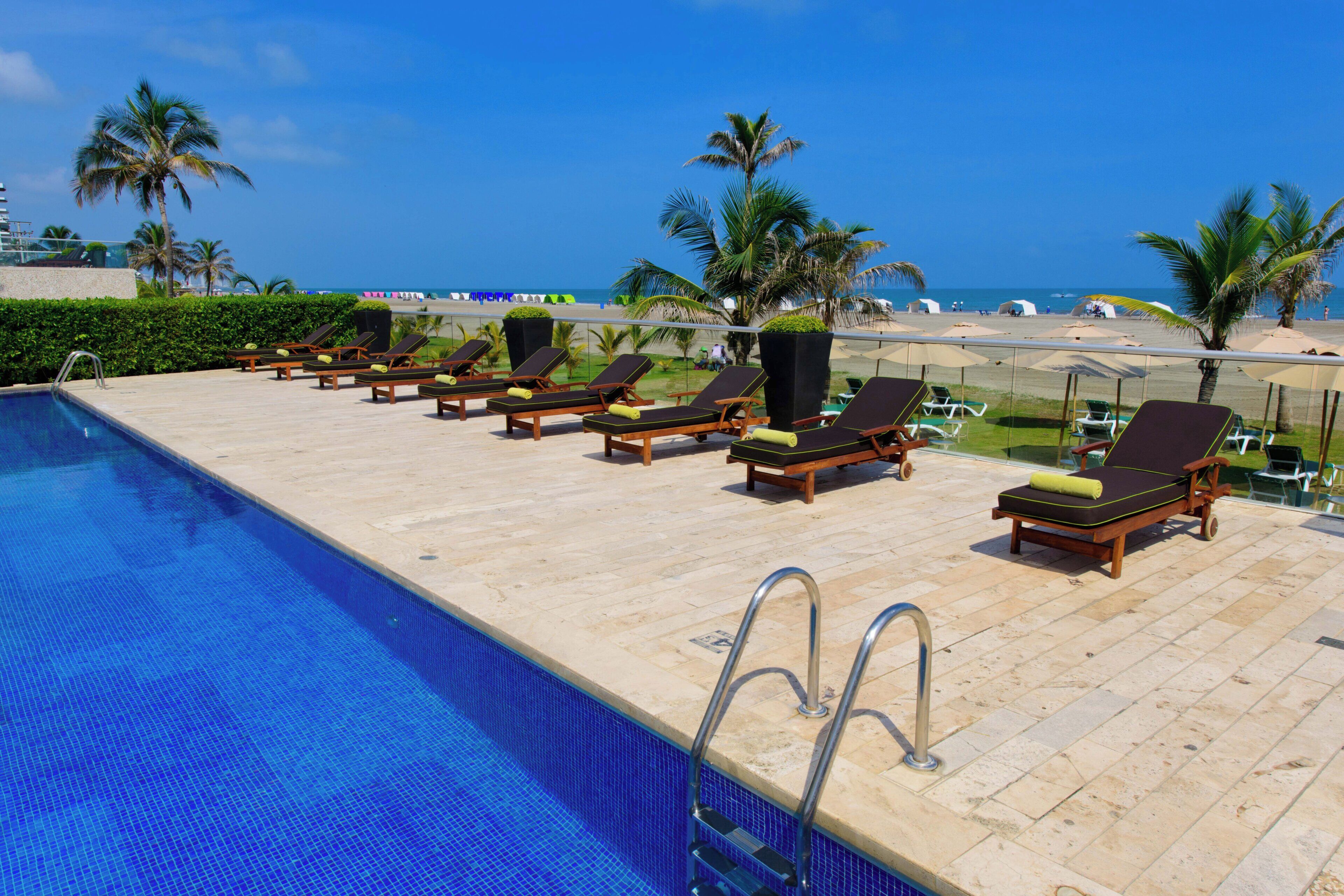 Outdoor pool, open 8 AM to 8 PM, sun loungers