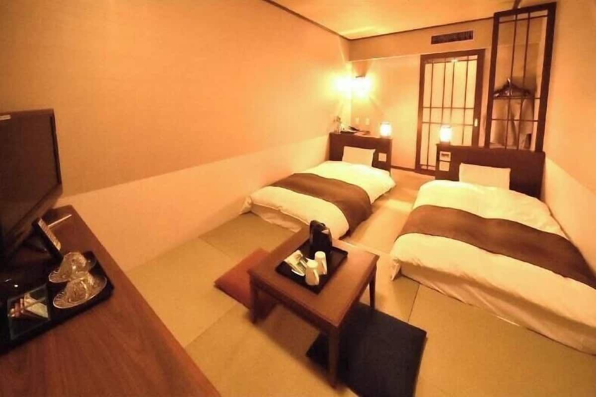 Down comforters, desk, blackout drapes, soundproofing