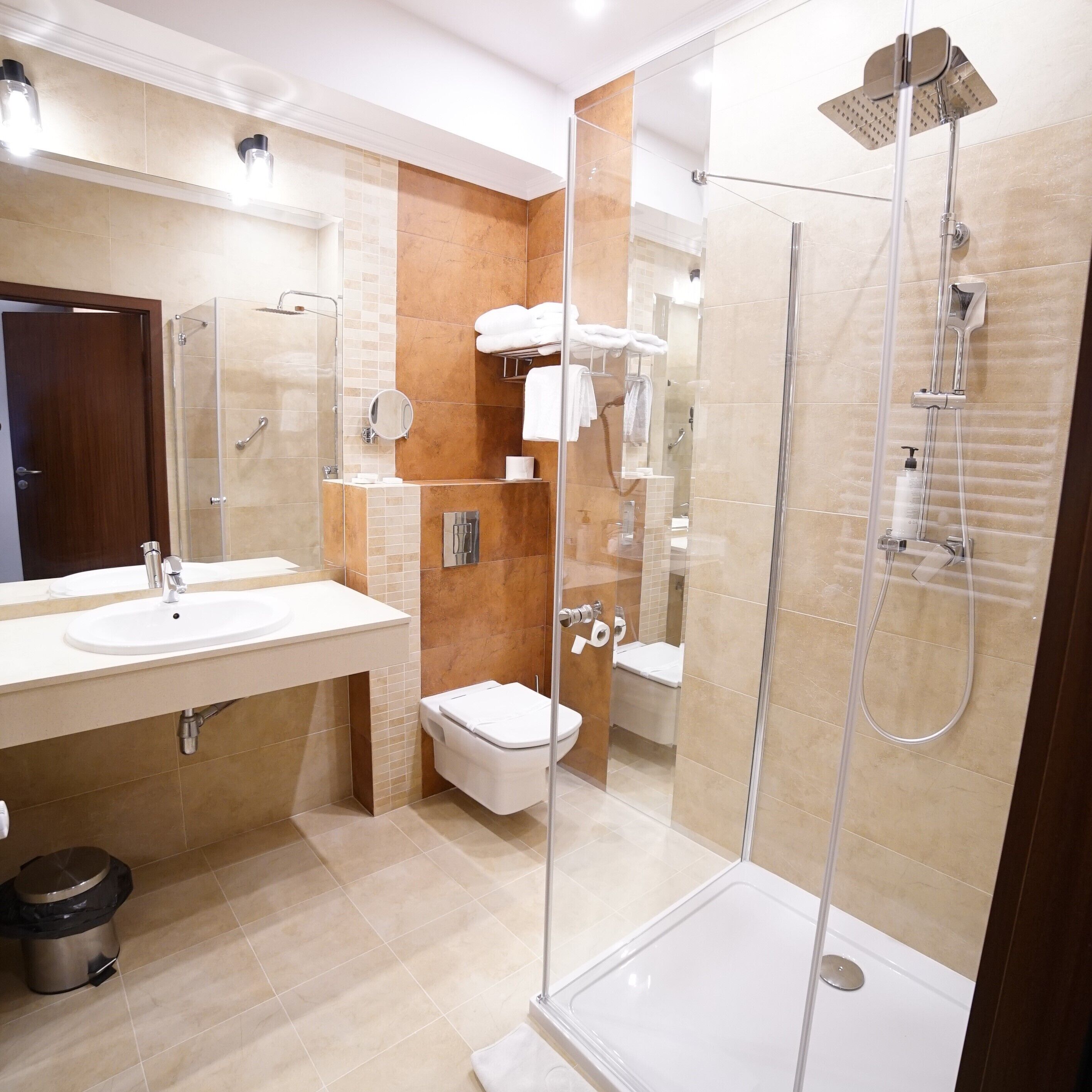 free toiletries, hair dryer, towels