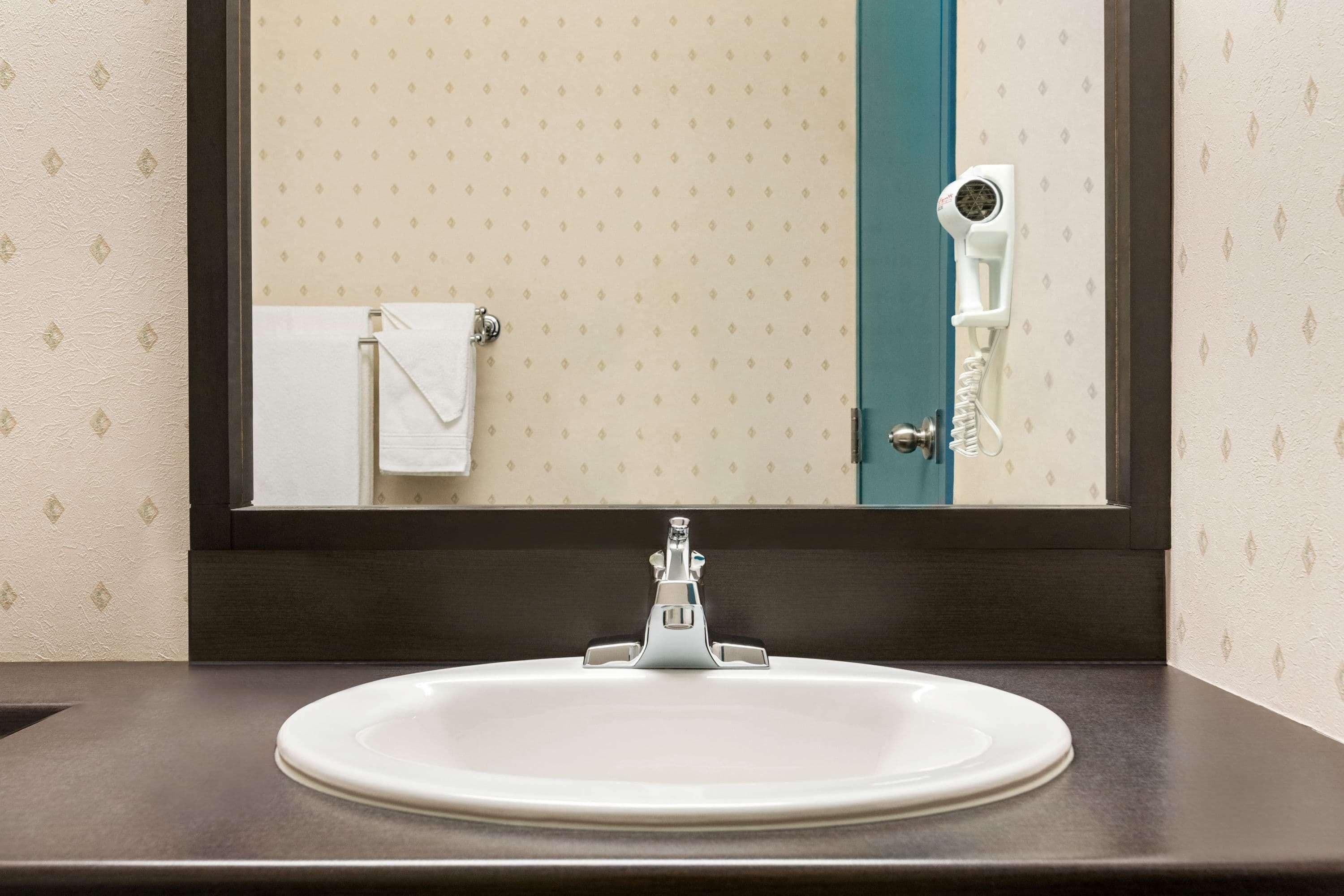 combined shower/bathtub, free toiletries, hair dryer, towels