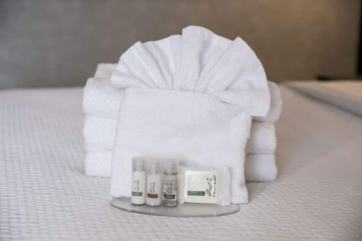 Amenidades de baño | Tina con regadera, amenidades de baño gratuitas, secadora de cabello