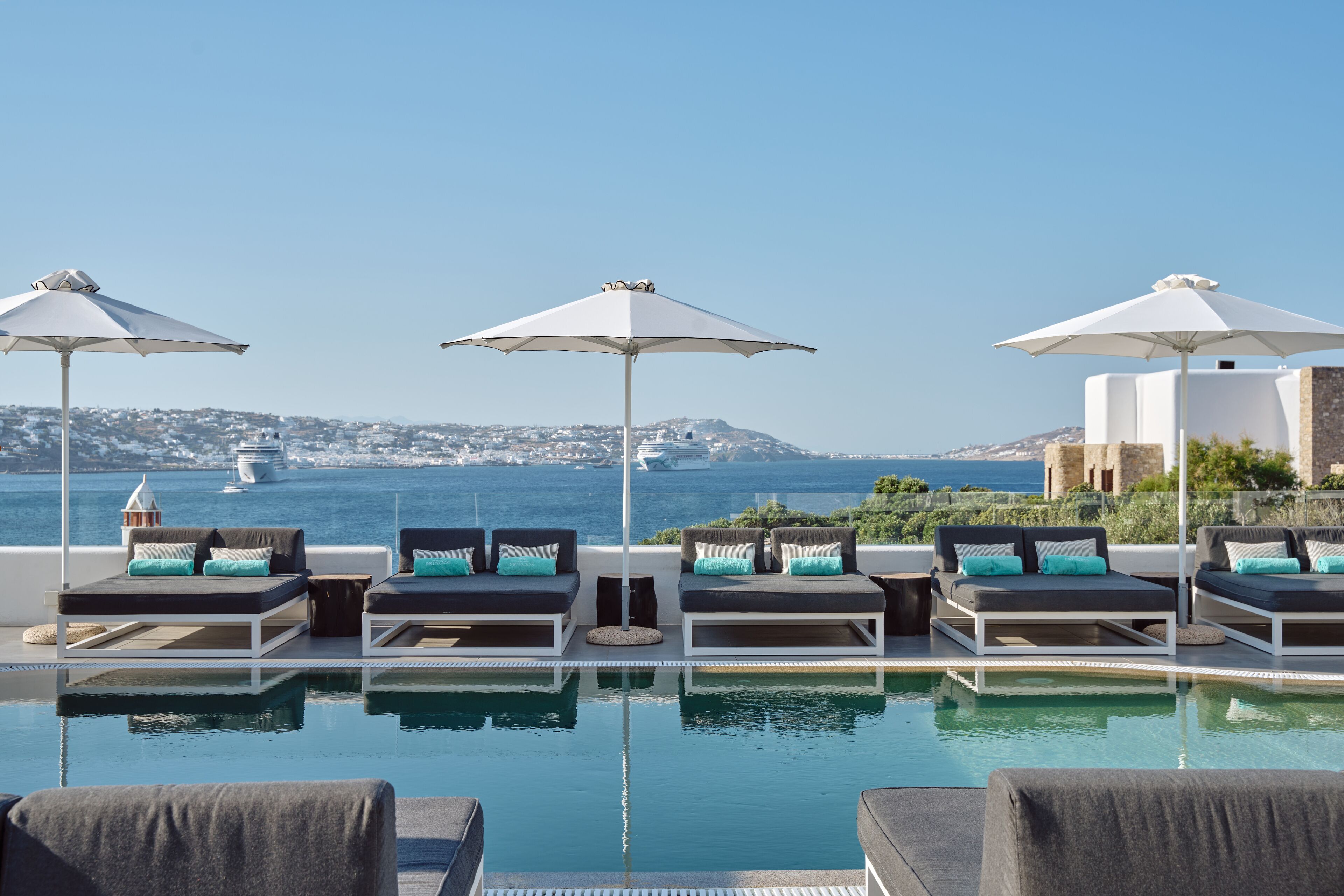 seasonal outdoor pool, free pool cabanas, pool umbrellas