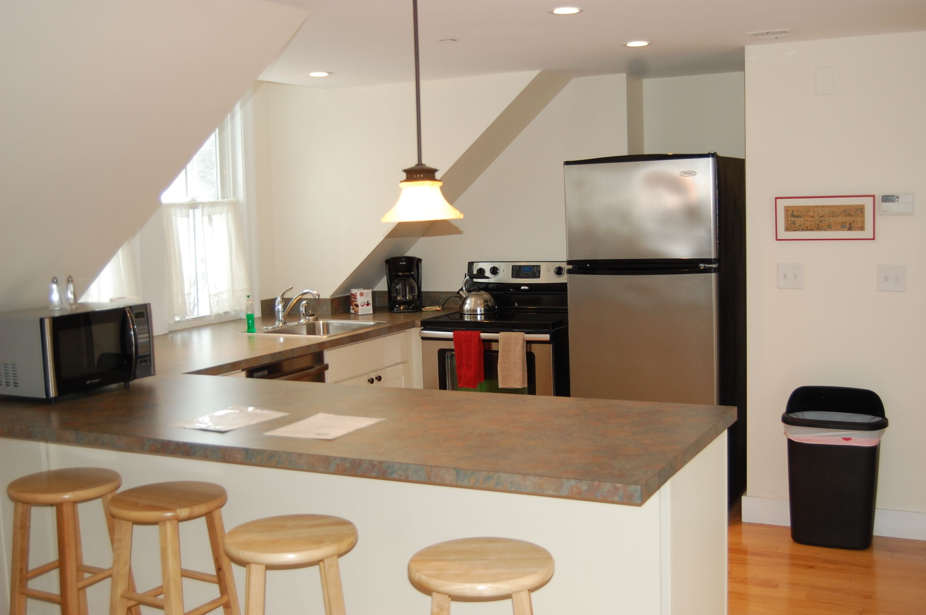 two bedroom apartment, 1 queen bed, 1 king bed, sleeper sofa | shared kitchen | fridge, microwave