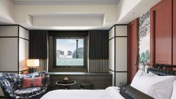 Down duvets, desk, blackout curtains, iron/ironing board