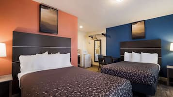 Standard Room, 2 Double Beds, Non Smoking | Desk, blackout curtains, iron/ironing board, bed sheets