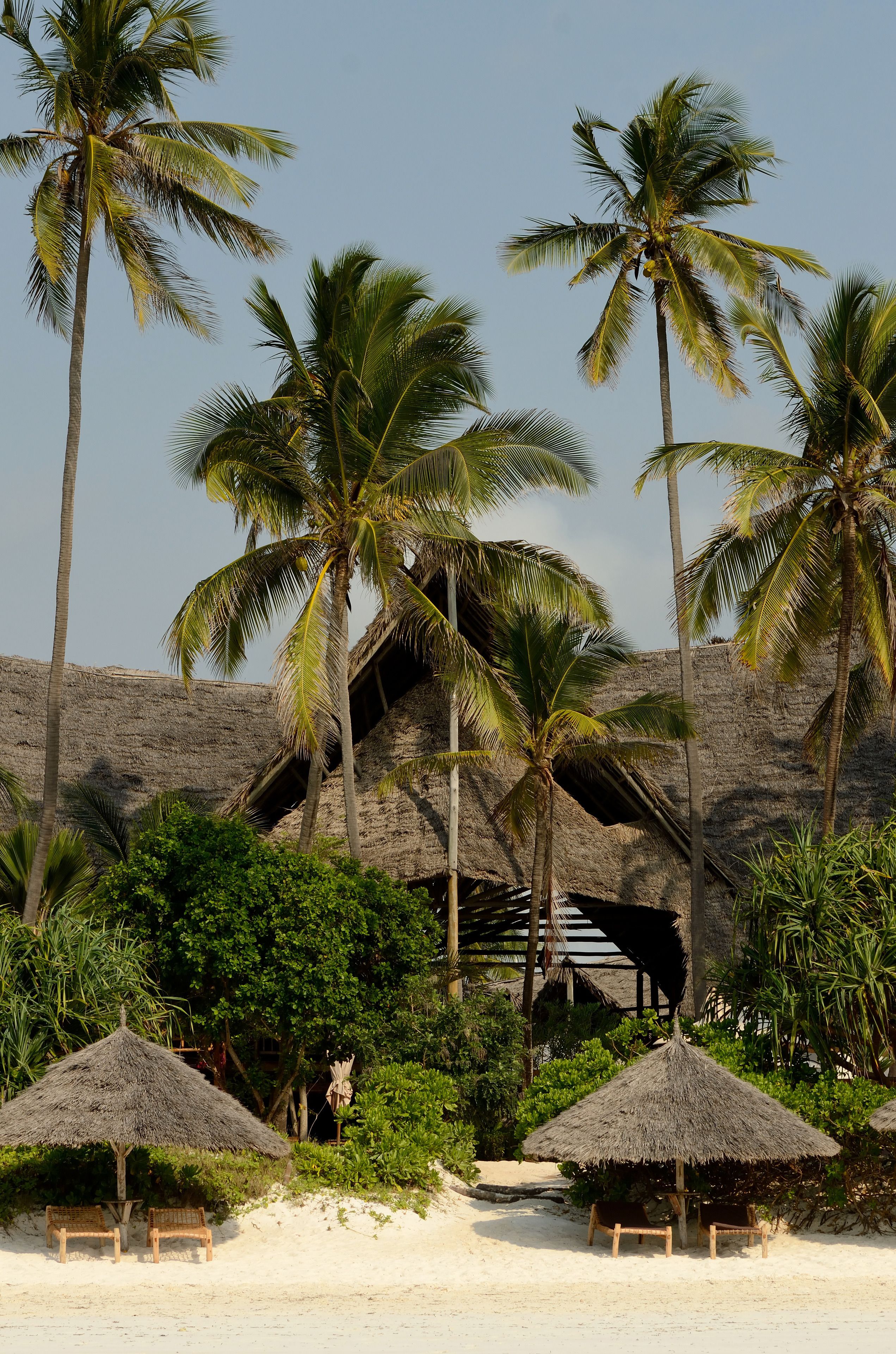 on the beach, sun-loungers, beach umbrellas, beach towels