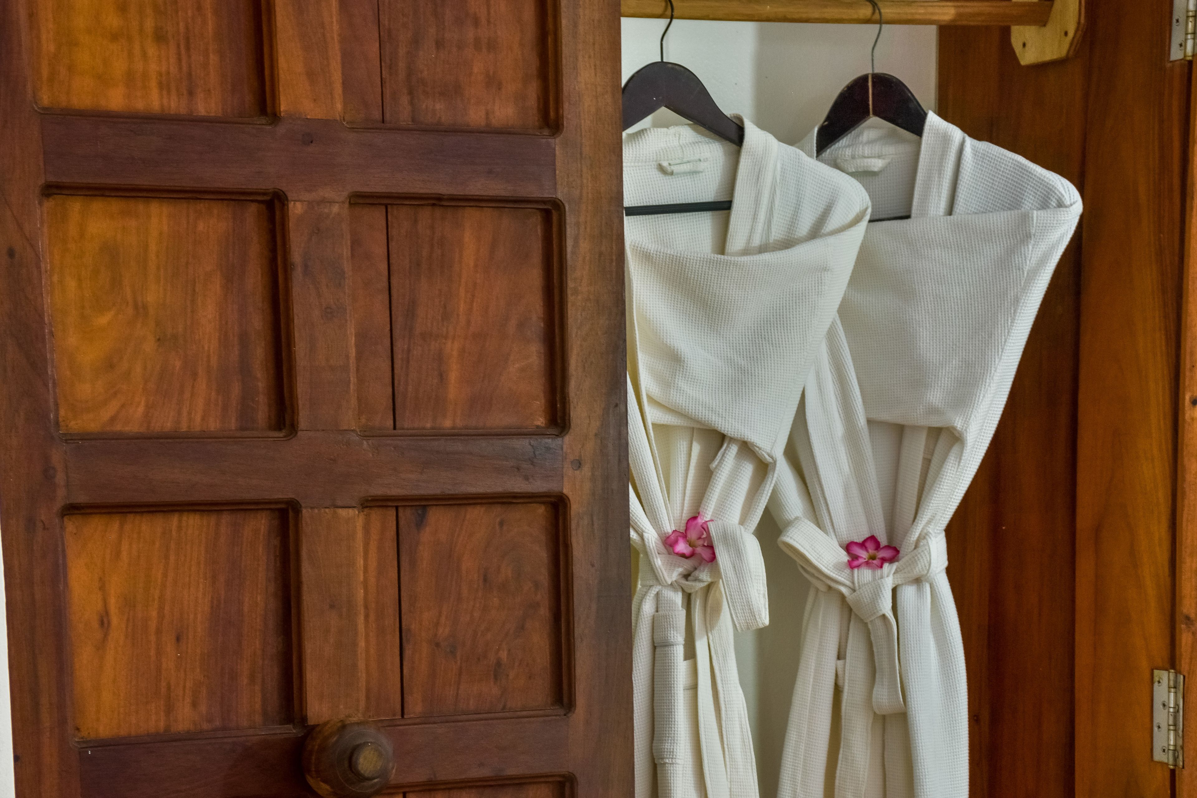 free toiletries, hair dryer, bathrobes, slippers