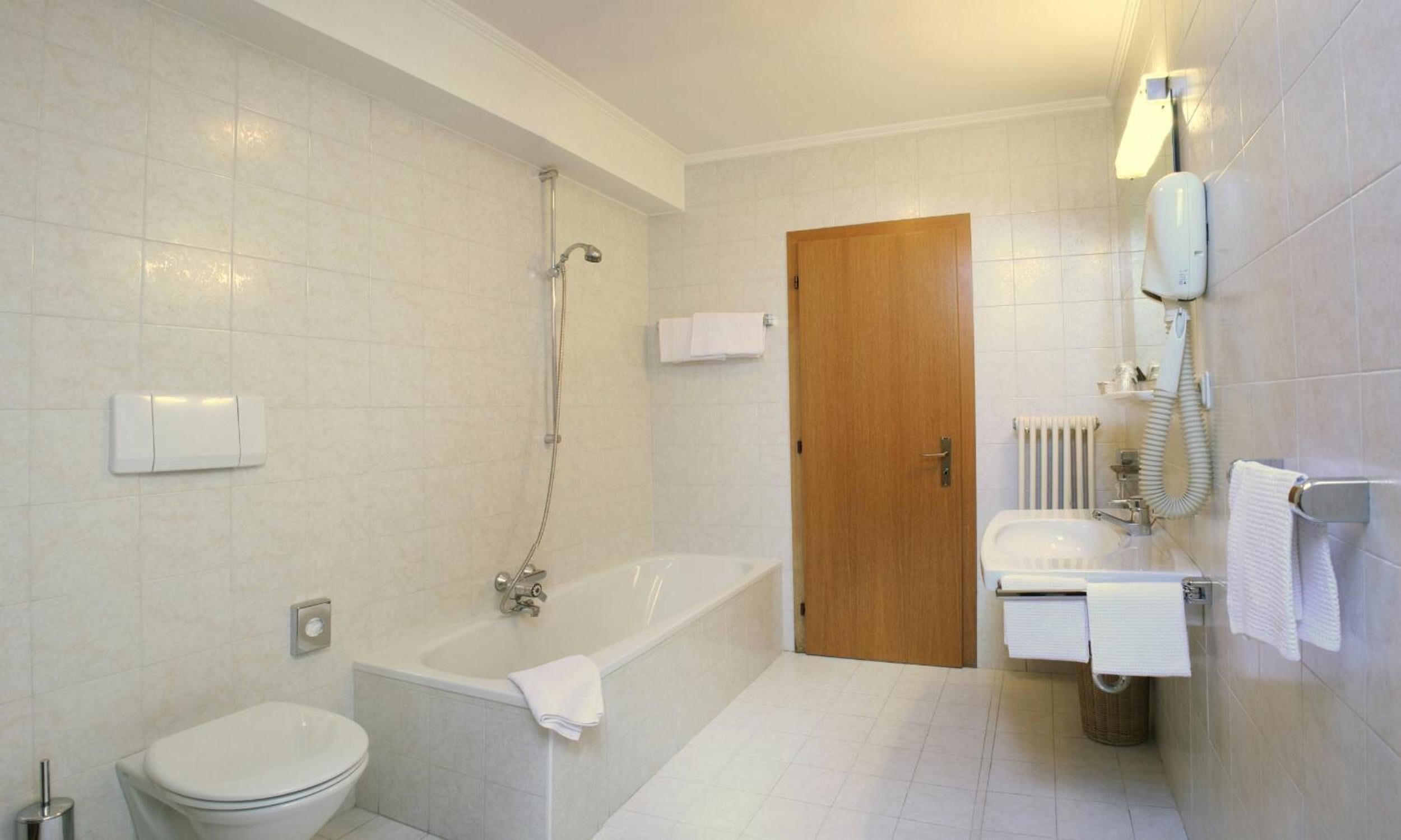 free toiletries, hair dryer, bidet, towels