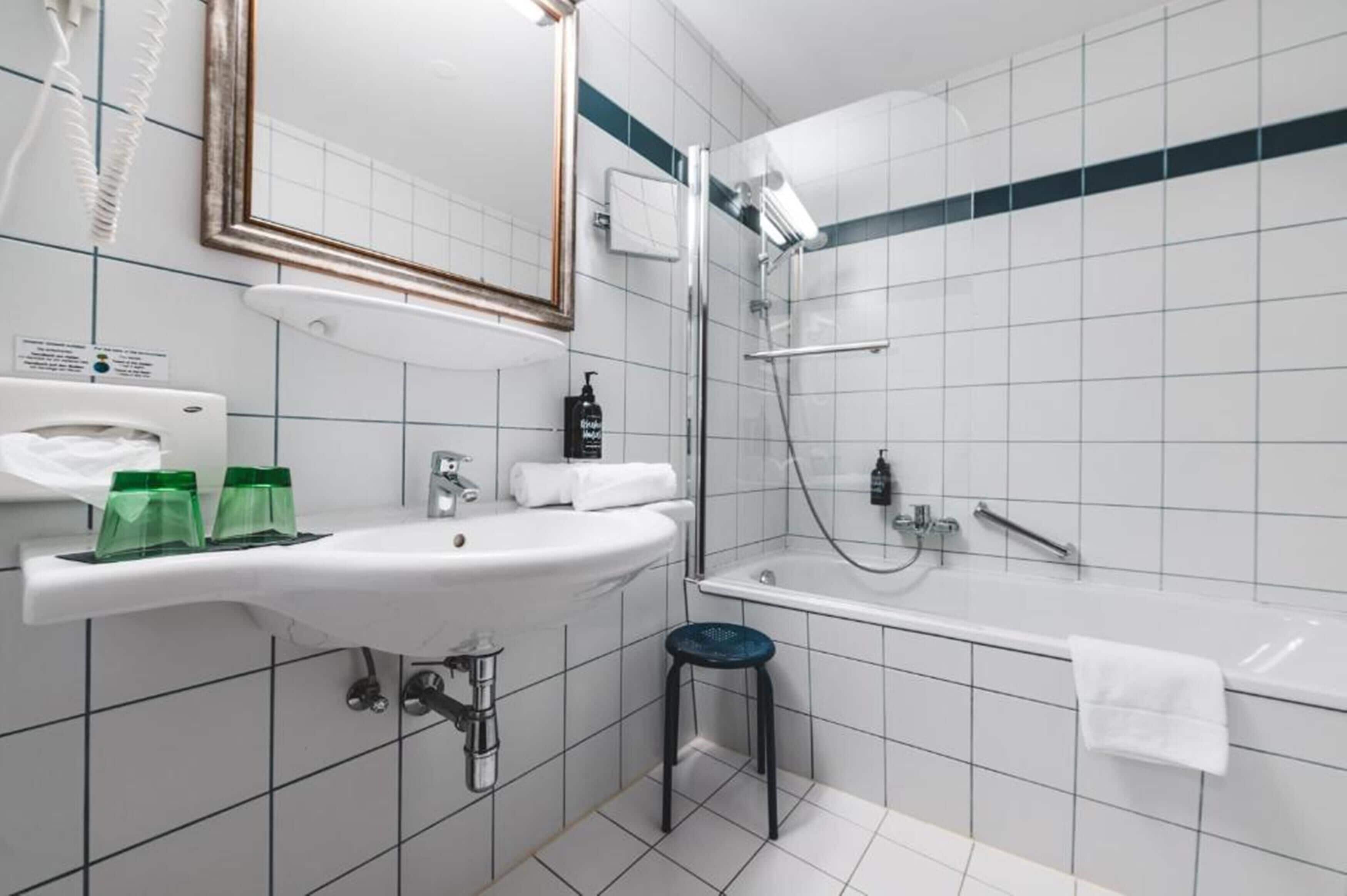 free toiletries, hair dryer, bathrobes, towels