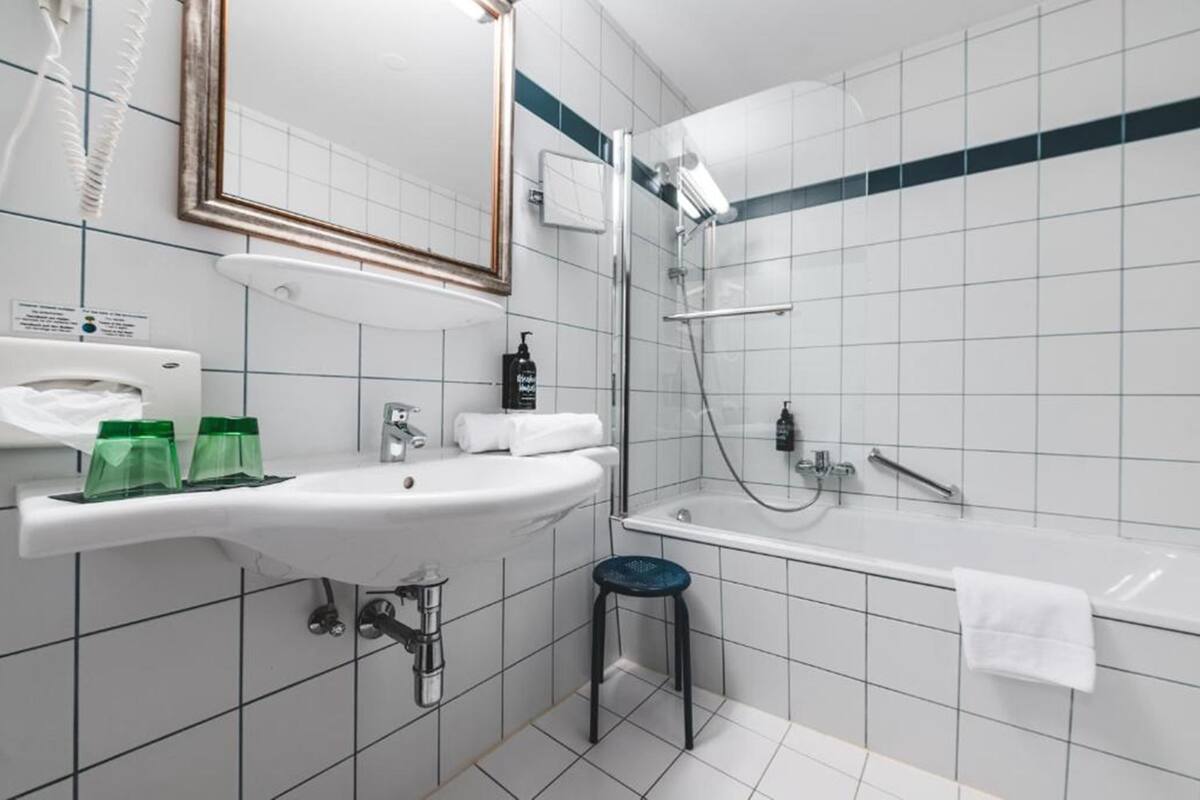 free toiletries, hair dryer, bathrobes, towels