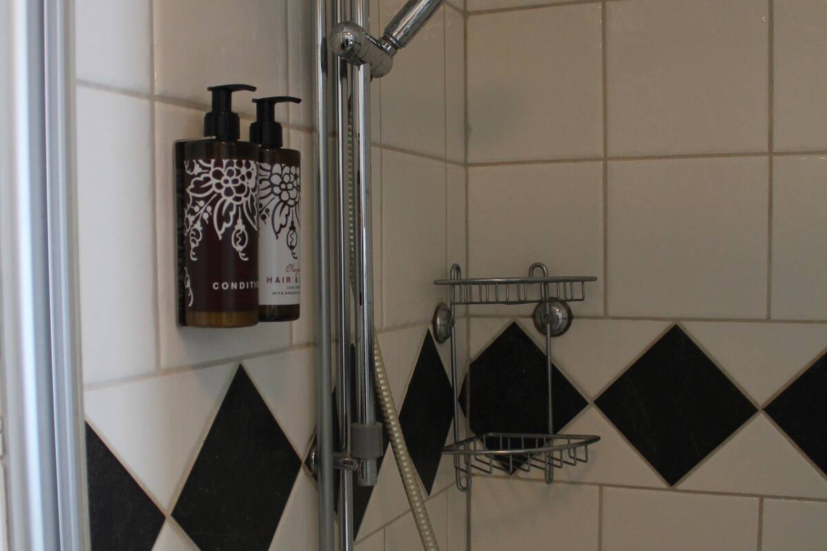 twin room | bathroom | shower, towels