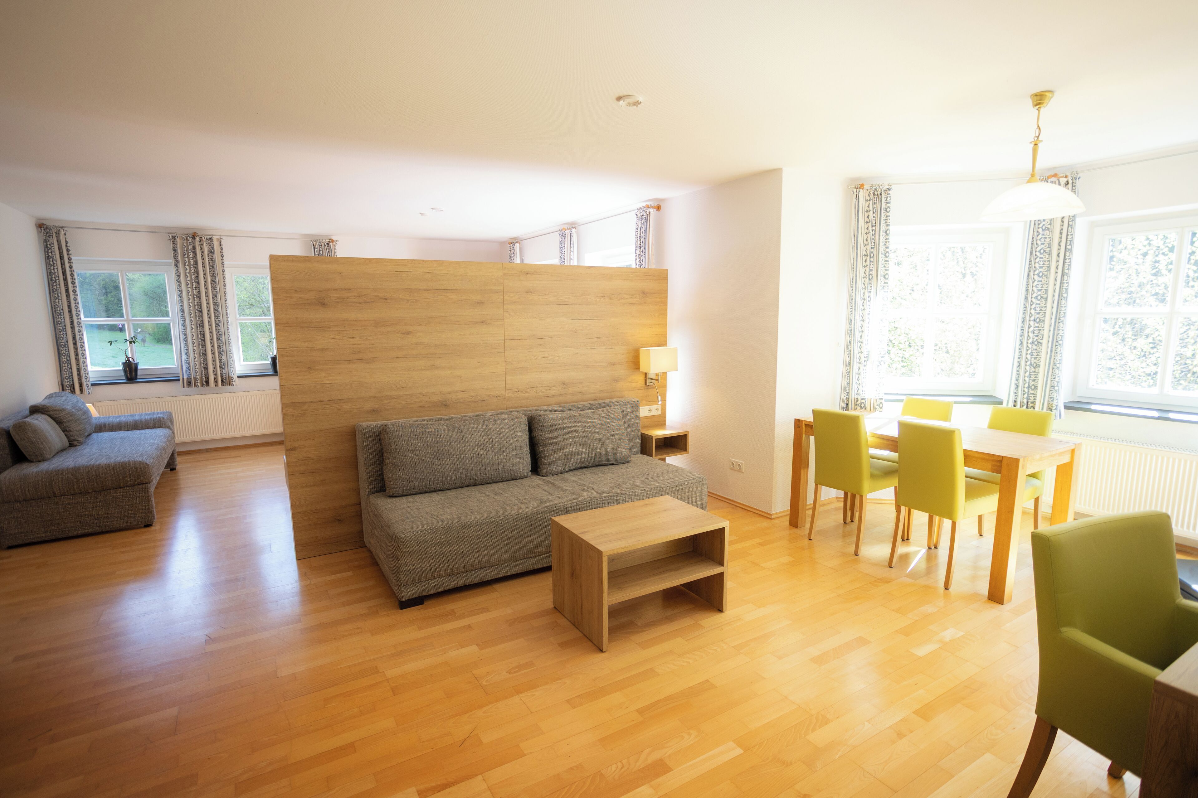 Apartment (100m², 2 bedrooms, 2 double beds, 3 sofa beds, kitchen, balcony, max. 8 persons)	 | Living area | Flat-screen TV