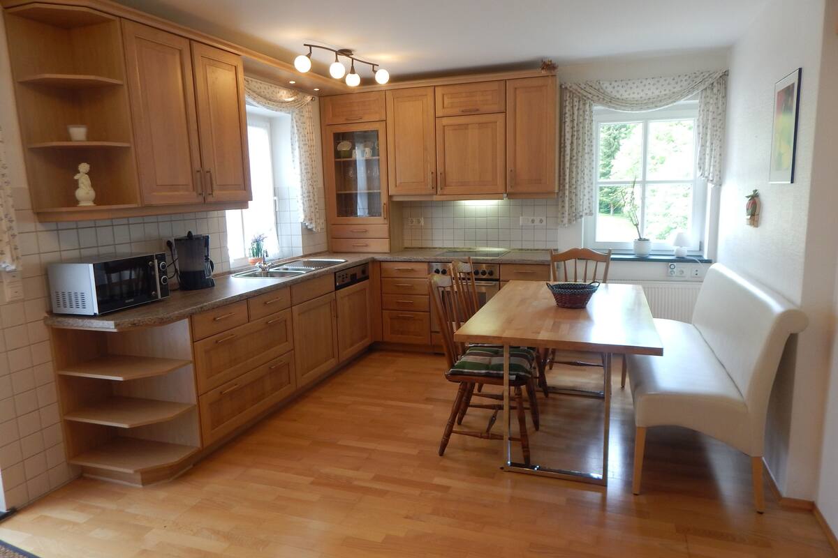 apartment (100m², 2 bedrooms, 2 double beds, 3 sofa beds, kitchen, balcony, max. 8 persons)	 | private kitchen