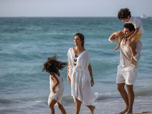 Private beach, sun loungers, beach umbrellas, beach towels