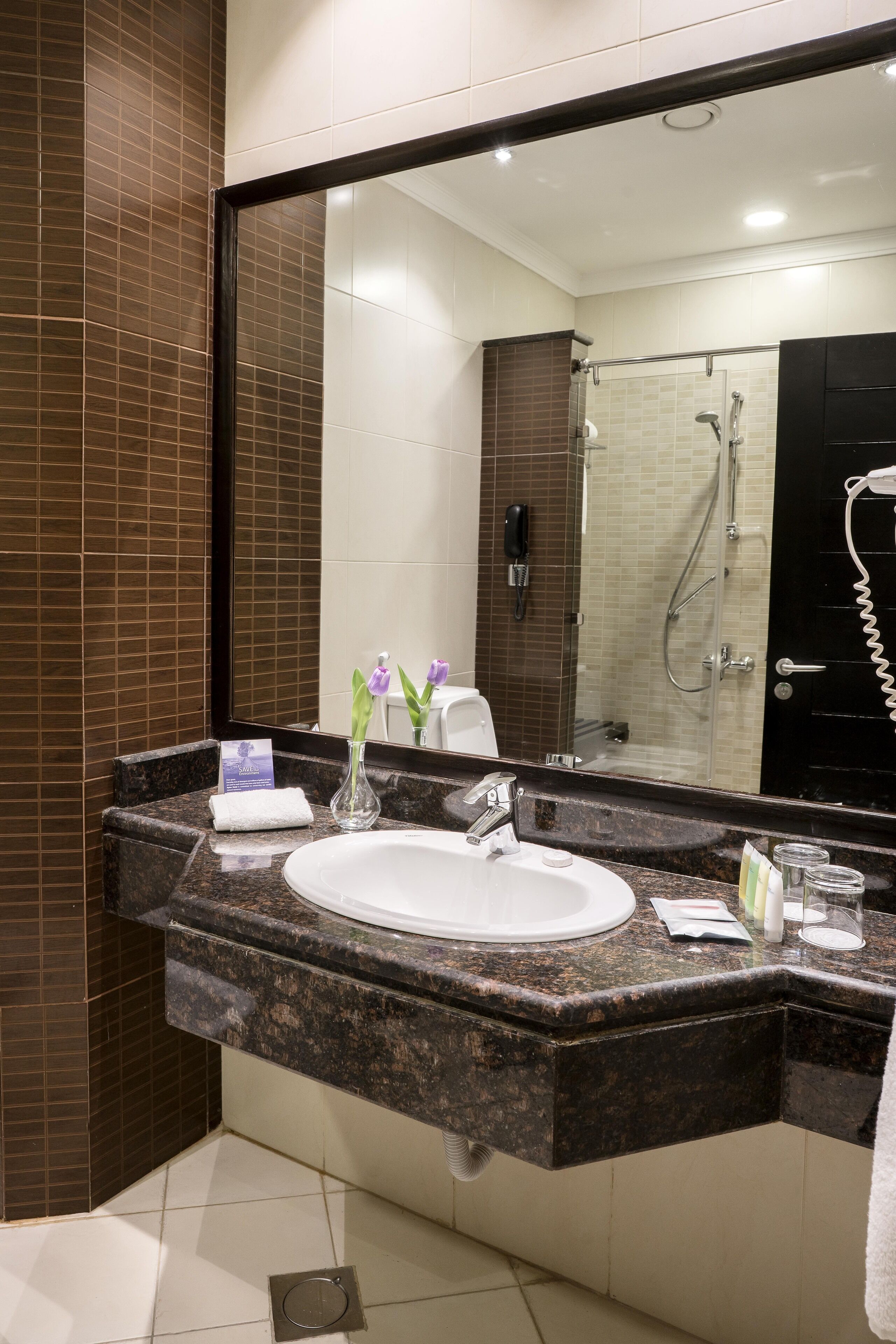 executive suite one bedroom king bed | bathroom | free toiletries, towels