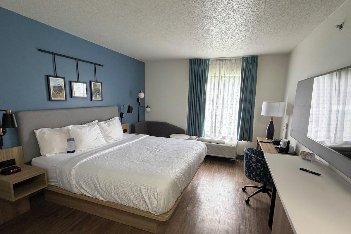 Standard Room, 1 King Bed, Non Smoking | Desk, blackout drapes, iron/ironing board, free WiFi
