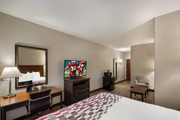 Desk, blackout curtains, iron/ironing board, free WiFi