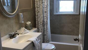 Towels, soap, shampoo, toilet paper