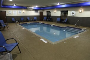Indoor pool, open 9:00 AM to 10:00 PM, sun loungers