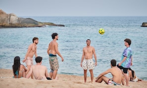 On the beach, beach towels, scuba diving, snorkelling