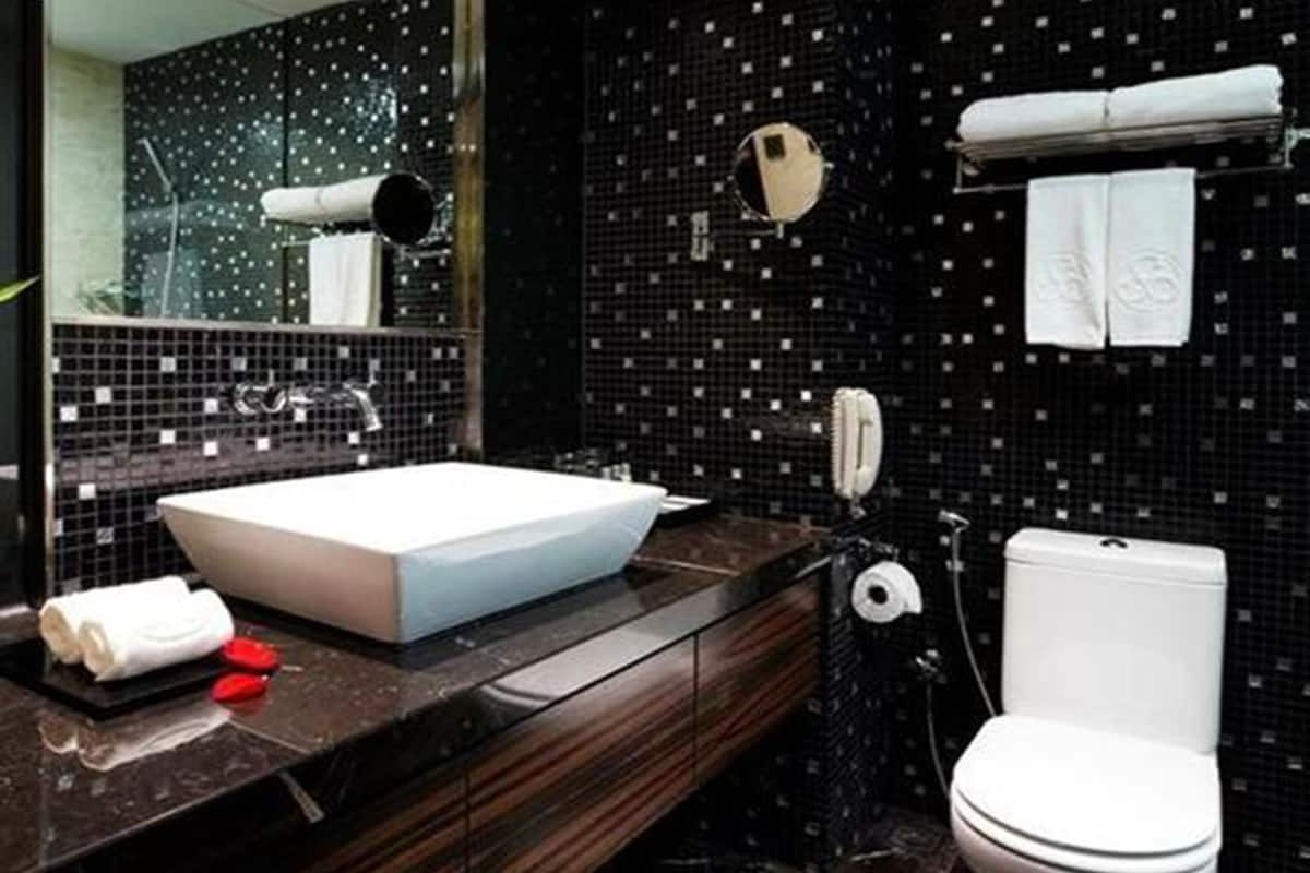 shower, rainfall showerhead, free toiletries, hair dryer